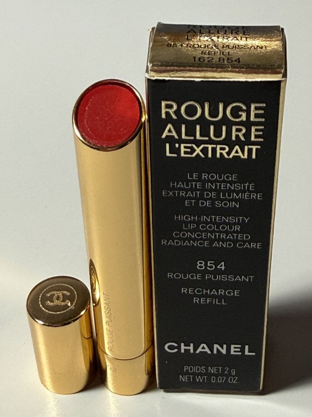 CHANEL 854 Rouge Puissant Rouge Allure L'Extrait High Intensity Lip Colour REFIL
